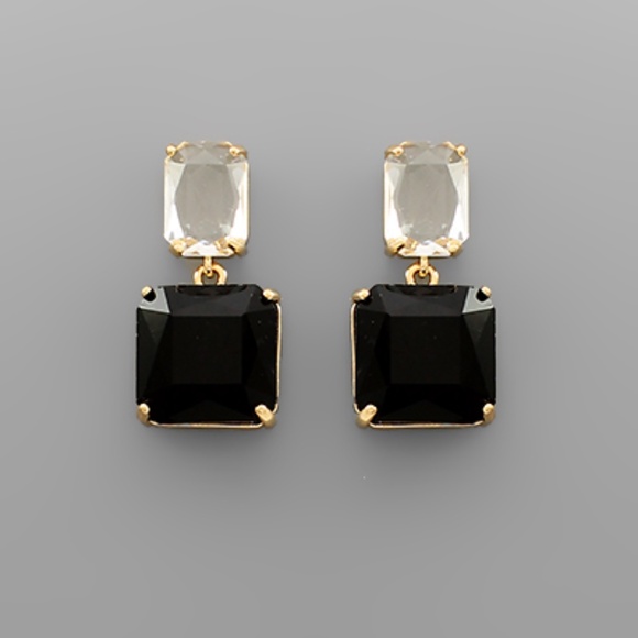 Rectangle & Square Glass Earrings - Picture 3 of 3